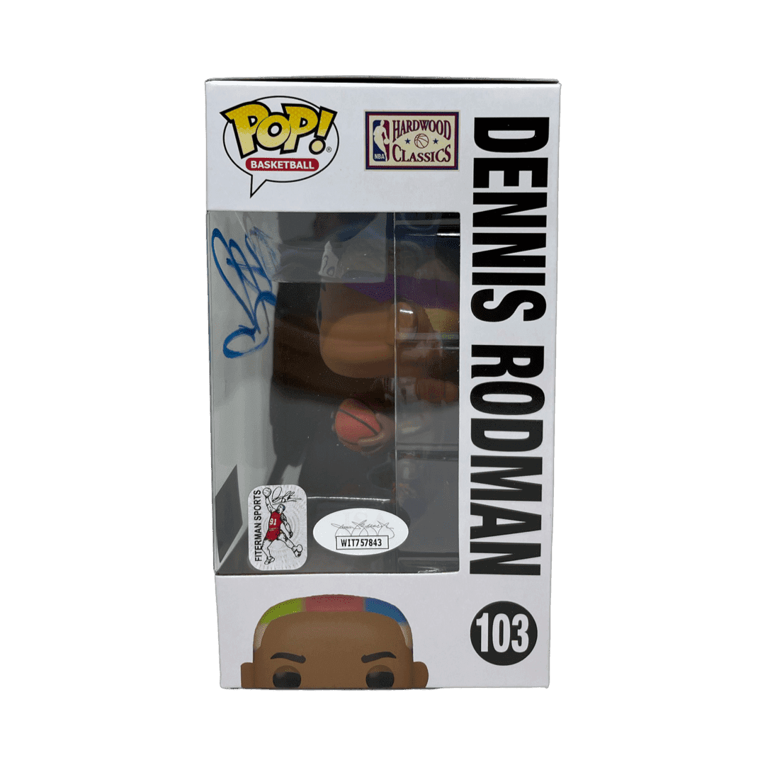Dennis Rodman Signed Funko POP Figure JSA & Rodman Exclusive Hologram Authen Blu Dennis Rodman Other funko-pop-figure-hologram-authen-blu, view 2, supplier stock photo