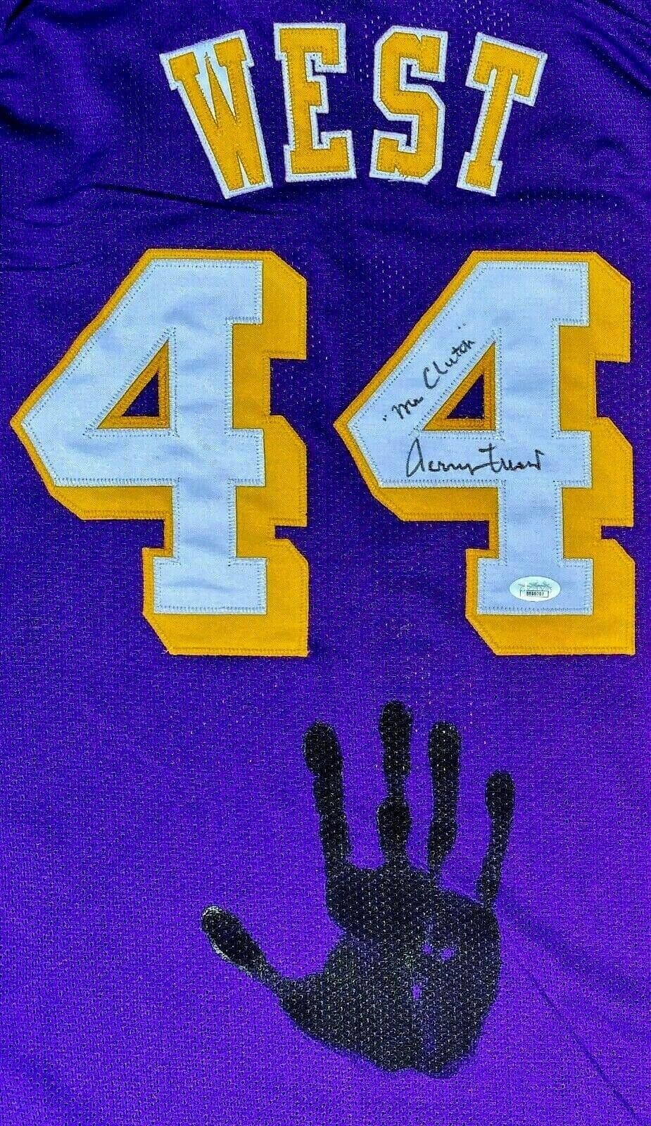 Jerry West Handprint Signed Autographed Yellow Jersey JSA BB00707 Mr. Clutch Jerry West Jersey handprint-yellow-bb00707-mr-clutch, Los Angeles Lakers, view 2, supplier stock photo