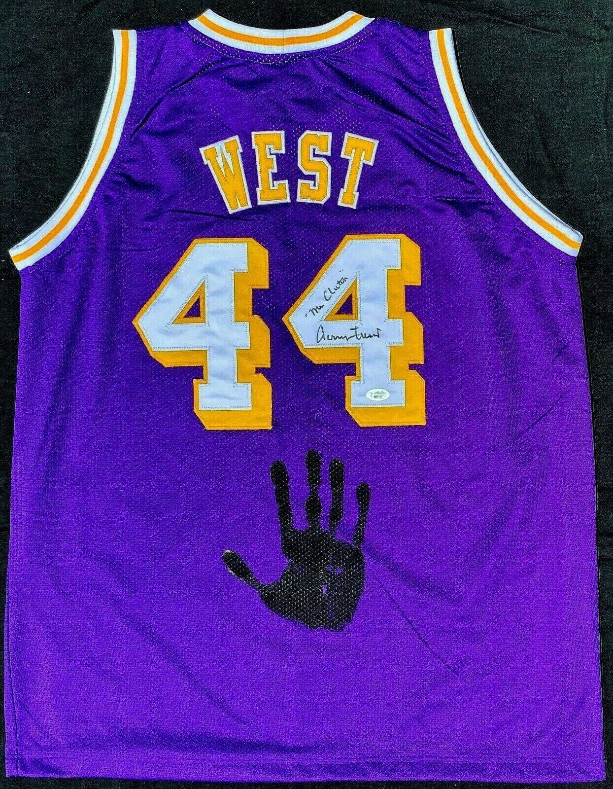 Jerry West Handprint Signed Autographed Yellow Jersey JSA BB00707 Mr. Clutch Jerry West Jersey handprint-yellow-bb00707-mr-clutch, Los Angeles Lakers, supplier stock photo