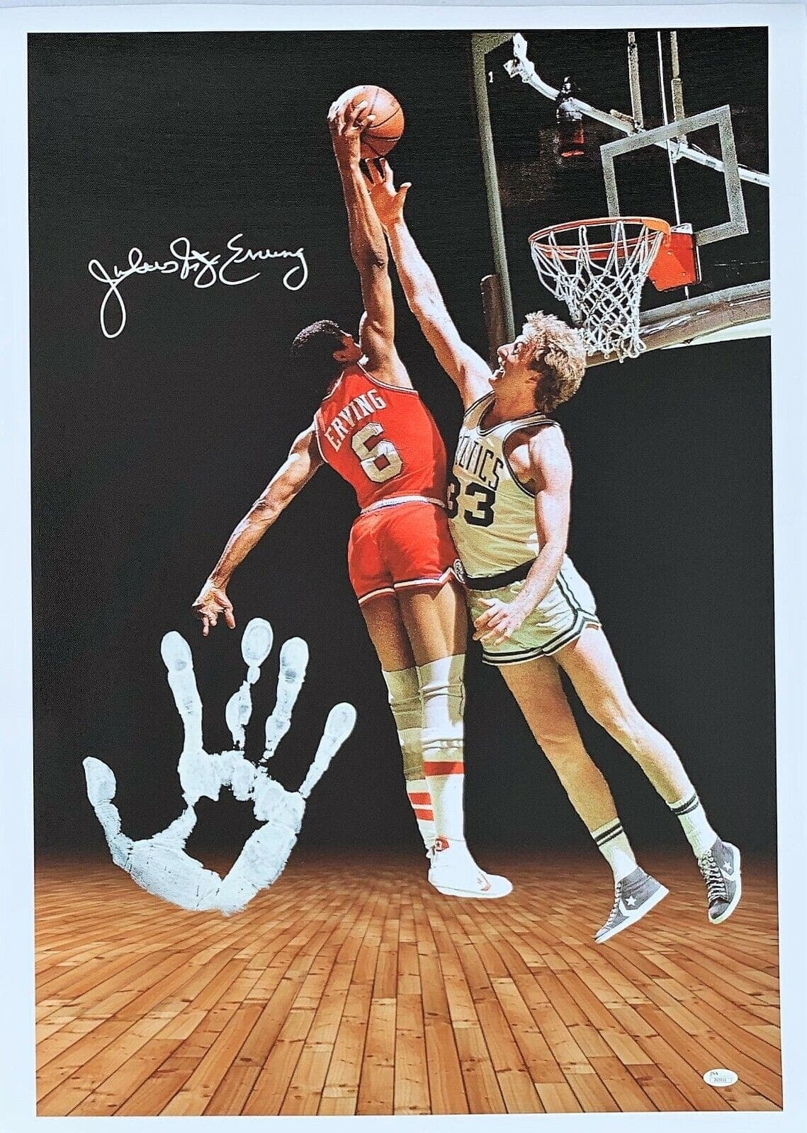 Julius Dr. J Erving Handprint Unstretched 20×36 Canvas Signed JSA Z65911 Julius Erving Canvas 20x36-dr-handprint-unstretched-20-36-z65911, Philadelphia 76ers, supplier stock photo