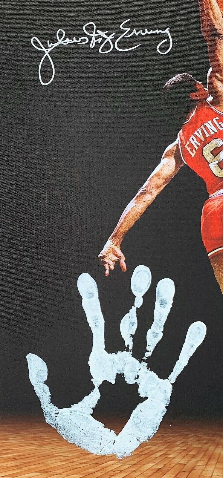 Julius Dr. J Erving Handprint Unstretched 20×36 Canvas Signed JSA Z65911 Julius Erving Canvas 20x36-dr-handprint-unstretched-20-36-z65911, Philadelphia 76ers, view 2, supplier stock photo