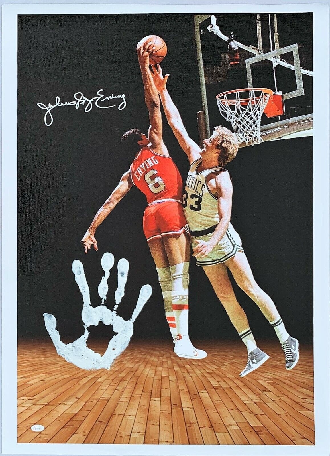 Julius Dr. J Erving Handprint Unstretched 20×36 Canvas Signed JSA Z65913 Julius Erving Canvas 20x36-dr-handprint-unstretched-20-36-z65913, Philadelphia 76ers, supplier stock photo