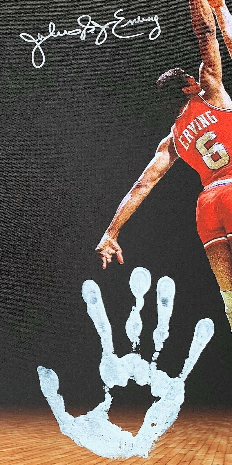 Julius Dr. J Erving Handprint Unstretched 20×36 Canvas Signed JSA Z65913 Julius Erving Canvas 20x36-dr-handprint-unstretched-20-36-z65913, Philadelphia 76ers, view 2, supplier stock photo