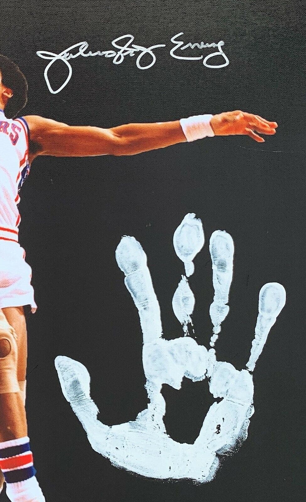 Julius Dr. J Erving Handprint Unstretched 20×36 Canvas Signed JSA Z65907 Julius Erving Canvas 20x36-dr-handprint-unstretched-20-36-z65907, Philadelphia 76ers, view 2, supplier stock photo