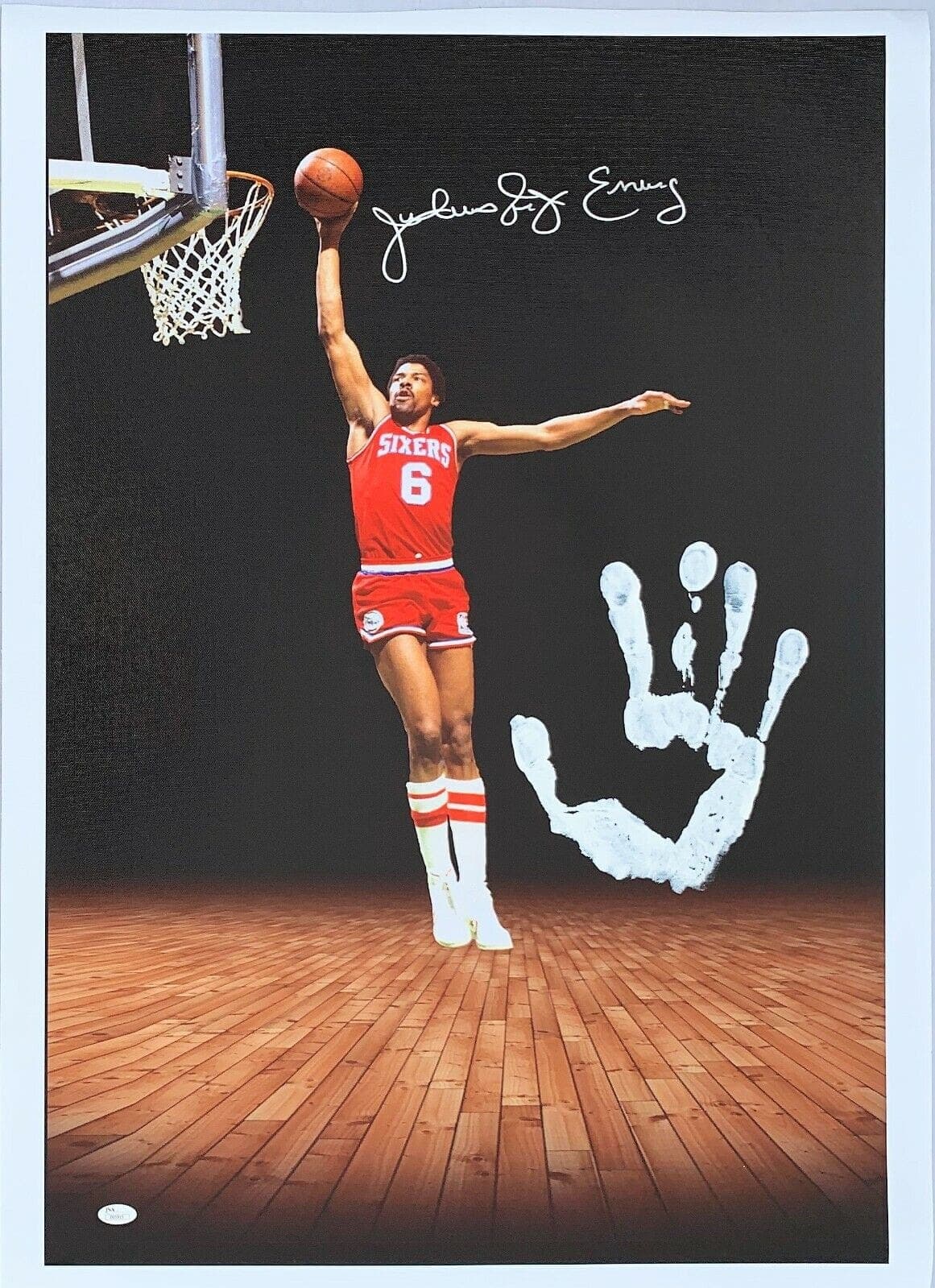 Julius Dr. J Erving Handprint Unstretched 20×36 Canvas Signed JSA Z65915 Julius Erving Canvas 20x36-dr-handprint-unstretched-20-36-z65915, Philadelphia 76ers, supplier stock photo