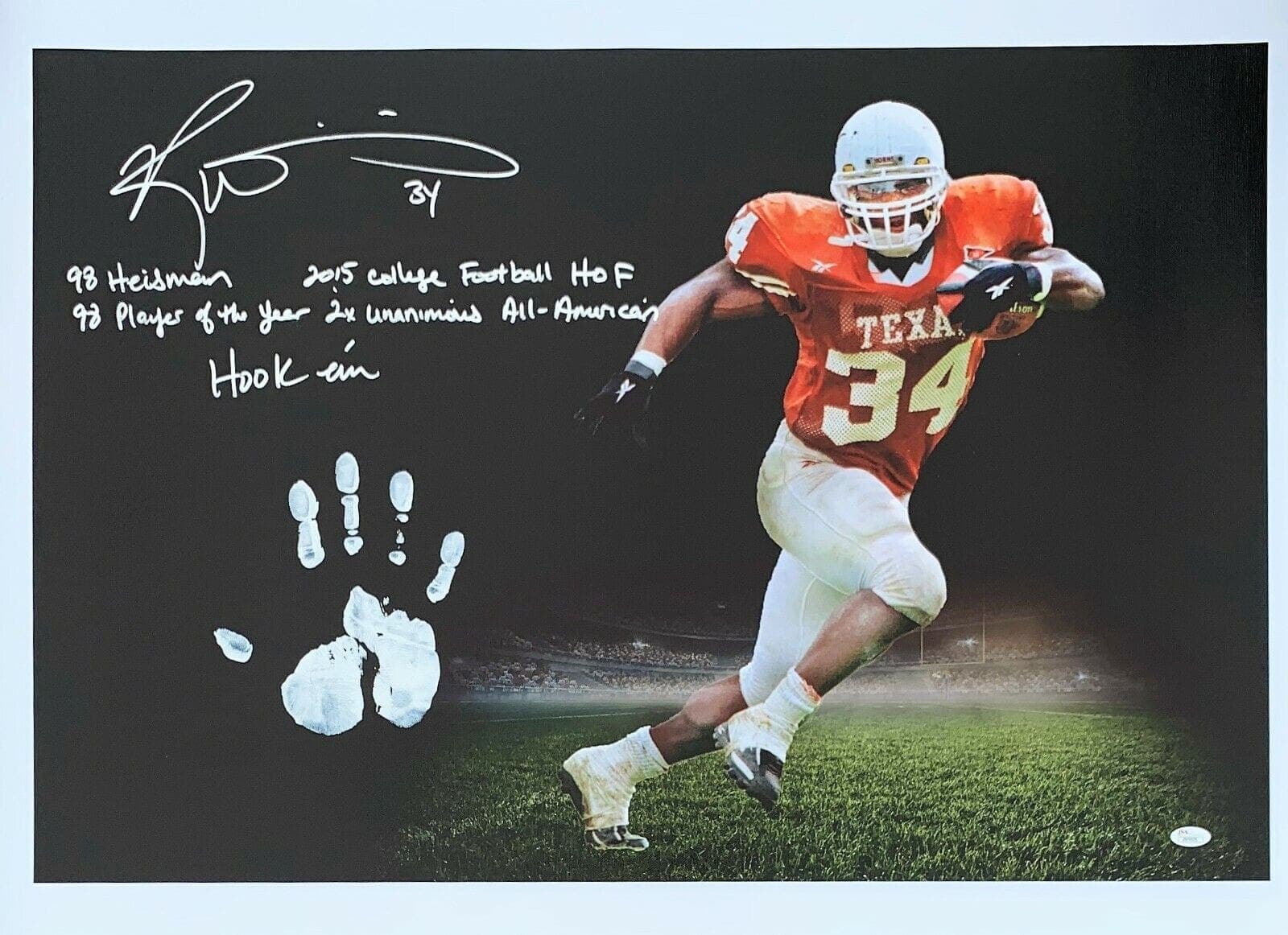 Ricky Williams Handprint Ustretched 20×36 Canvas Texas Signed JSA Z65925 Ricky Williams Canvas 20x36-handprint-ustretched-20-36-texas-z65925, supplier stock photo