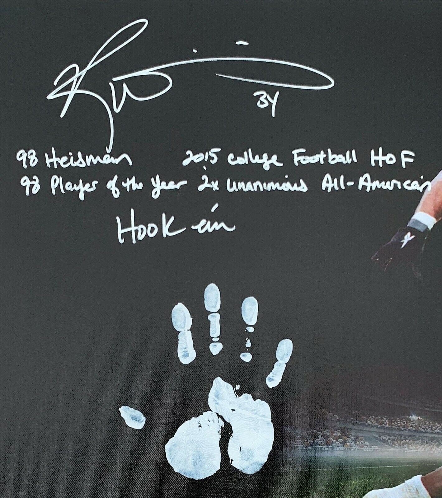 Ricky Williams Handprint Ustretched 20×36 Canvas Texas Signed JSA Z65925 Ricky Williams Canvas 20x36-handprint-ustretched-20-36-texas-z65925, view 2, supplier stock photo