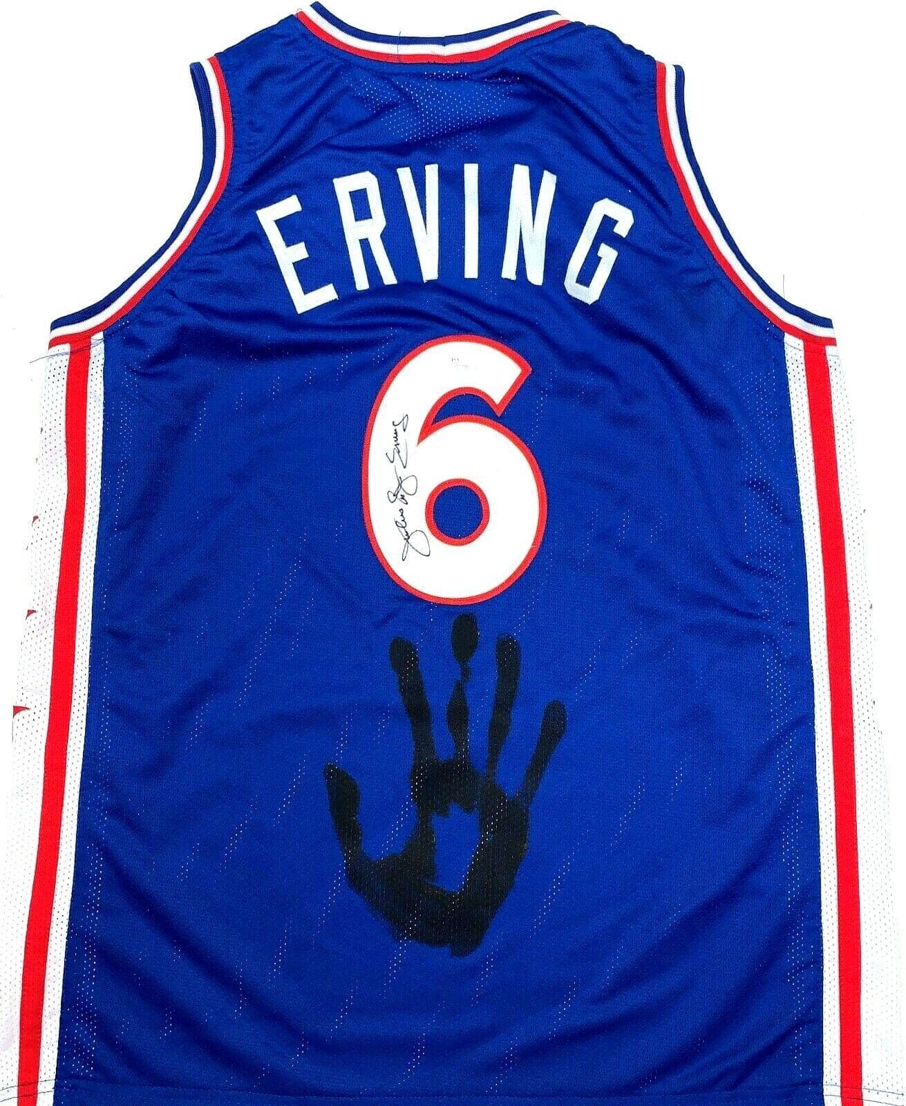 Julius Erving Jersey julius-erving-dr-handprint-blue-authen, Philadelphia 76ers, supplier stock photo