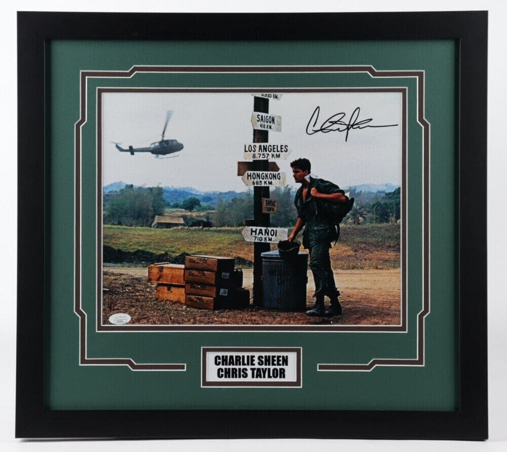 Charlie Sheen Signed Framed Signed 11×14 Platoon Photo JSA 7 Chris Taylor Charlie Sheen Photo 11x14-charlie-sheen-framed-11-14-platoon, supplier stock photo