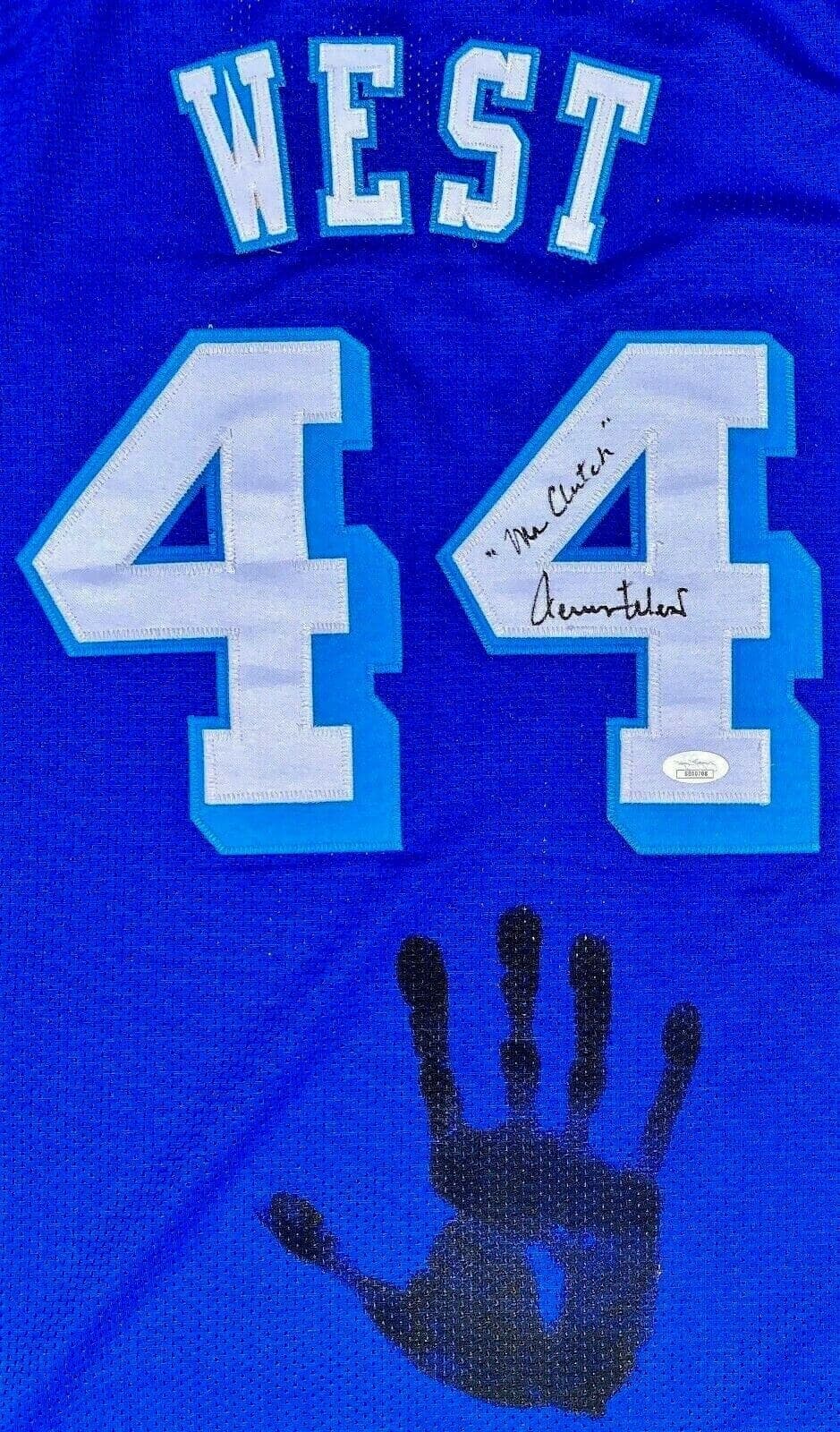Jerry West Handprint Signed Autographed Yellow Jersey JSA BB00708 Mr. Clutch Jerry West Jersey handprint-yellow-bb00708-mr-clutch, Los Angeles Lakers, view 2, supplier stock photo