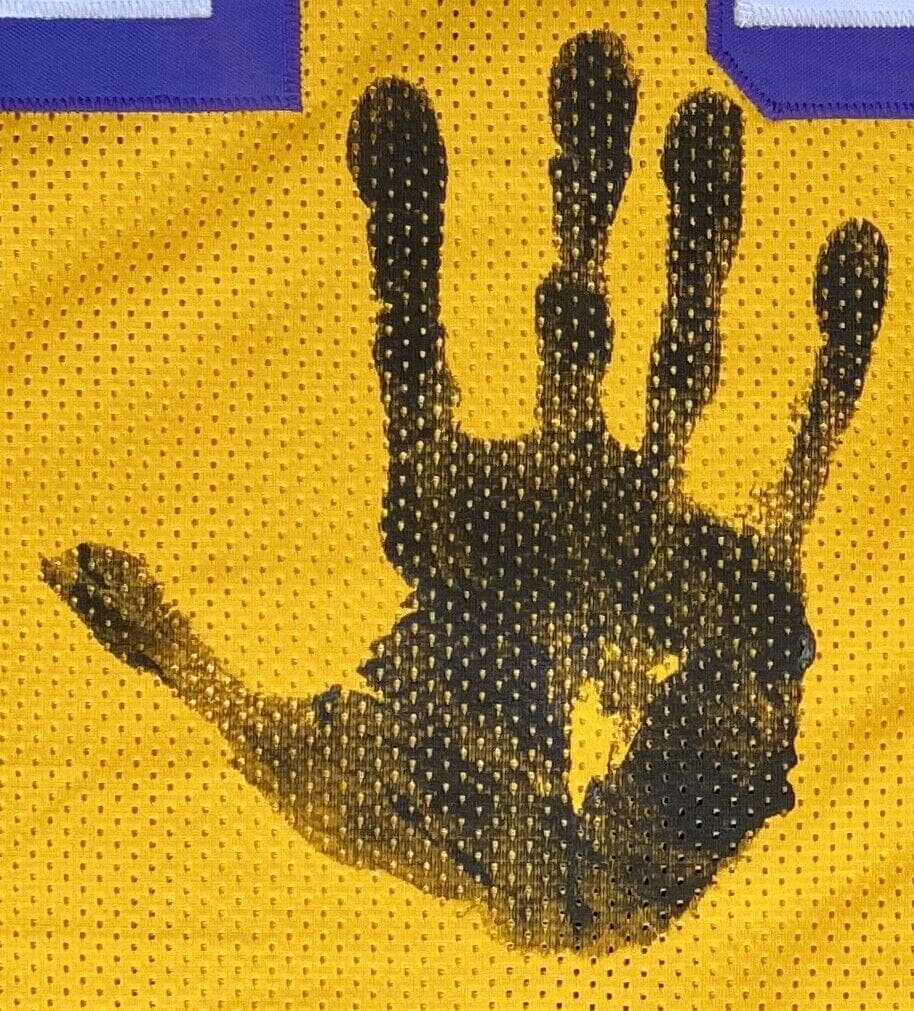 Jerry West Handprint Signed Autographed Yellow Jersey JSA BB00704 Mr. Clutch Jerry West Jersey handprint-yellow-bb00704-mr-clutch, Los Angeles Lakers, view 3, supplier stock photo