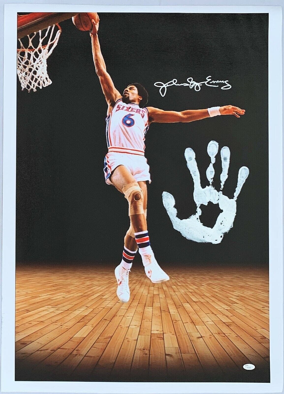 Julius Dr. J Erving Handprint Unstretched 20×36 Canvas Signed JSA Z65909 Julius Erving Canvas 20x36-z65909, Philadelphia 76ers, supplier stock photo