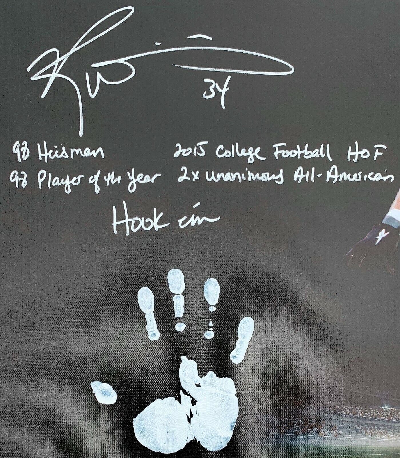 Ricky Williams Handprint Ustretched 20×36 Canvas Texas Signed JSA Z65926 Ricky Williams Canvas 20x36-z65926, view 2, supplier stock photo