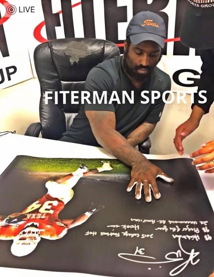Ricky Williams Handprint Ustretched 20×36 Canvas Texas Signed JSA Z65926 Ricky Williams Canvas 20x36-z65926, view 7, supplier stock photo