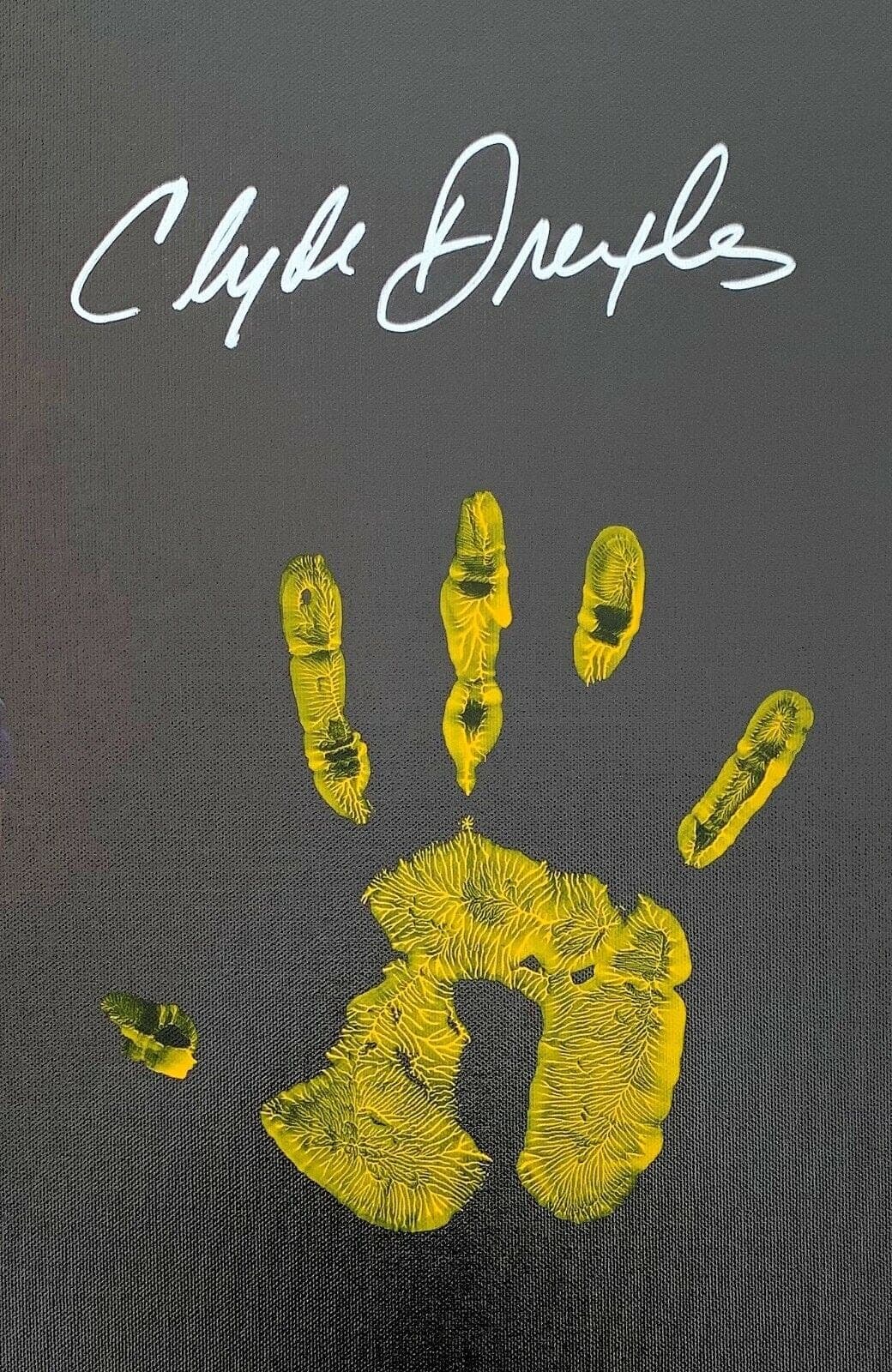 Hakeem Olajuwon Clyde Drexler Handprint Unstretched 20×36 Canvas Signed Z77338 Hakeem Olajuwon Canvas 20x36-hakeem-olajuwon-clyde-drexler-handprint, Houston Rockets, view 3, supplier stock photo