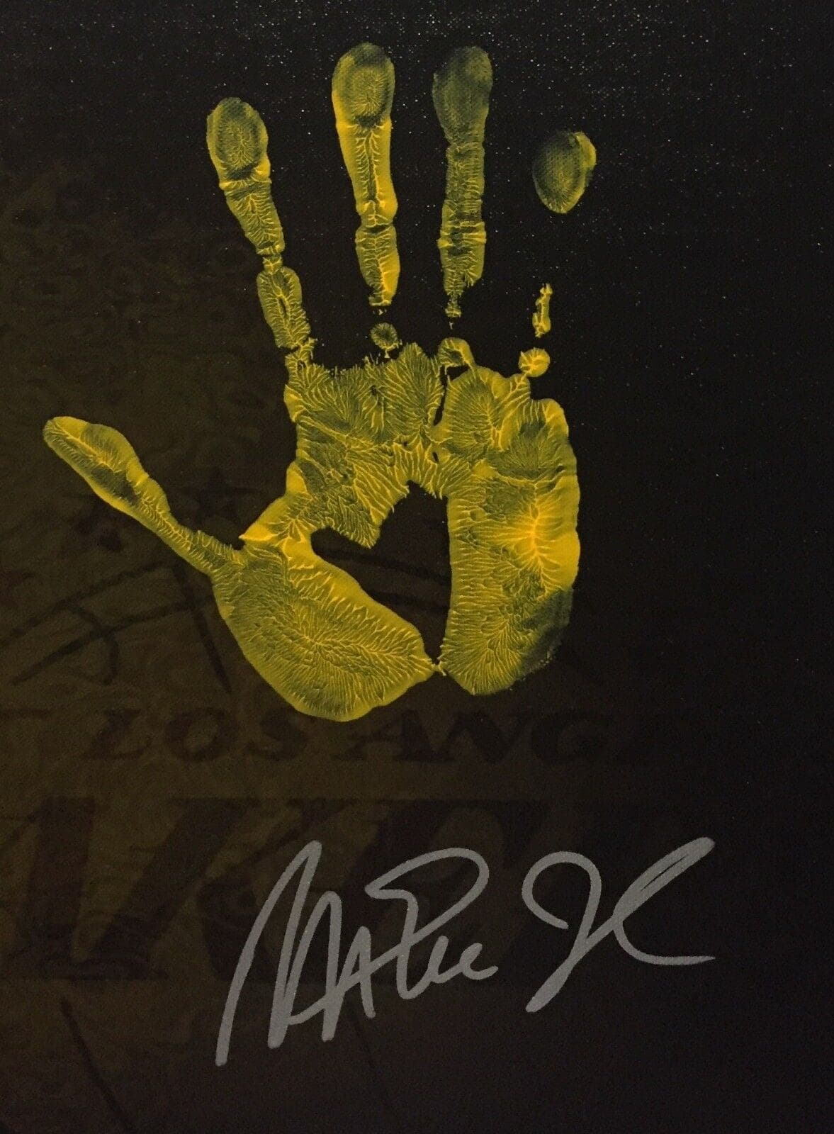 Magic Johnson Handprint Unstretched 20×36 Canvas Layup Purple Signed JSA Z05786 Magic Johnson Canvas 20x36-handprint-unstretched-20-36-layup-purple, Los Angeles Lakers, view 2, supplier stock photo