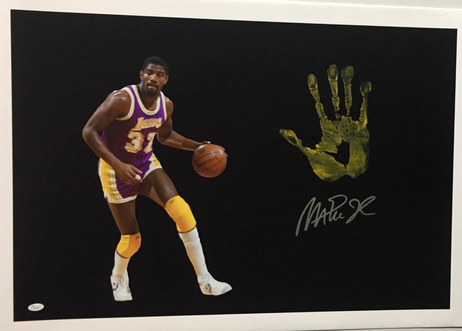 Magic Johnson Handprint Unstretched 20×36 Canvas Purple Signed JSA Z05728 1 Magic Johnson Canvas 20x36-handprint-unstretched-20-36-purple-z05728, Los Angeles Lakers, supplier stock photo