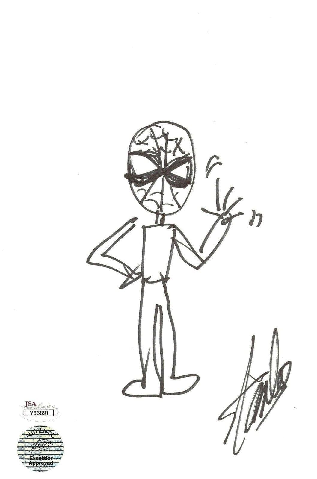 STAN LEE HAND DRAWN SPIDERMAN SKETCH JSA FULL LETTER AUTHENTICATION Stan Lee Other stan-lee-drawn-spiderman-sketch-full, supplier stock photo