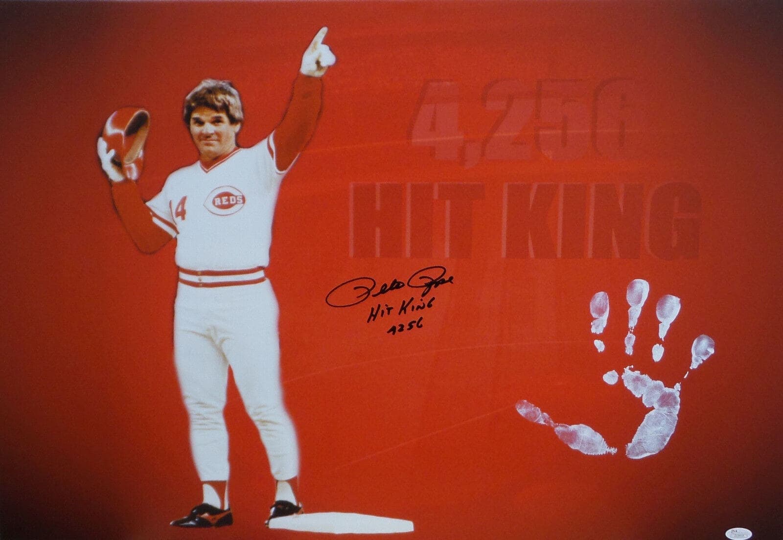 Pete Rose Handprint Unstretched Canvas Record Breaker Signed JSA Authenticad Pete Rose Canvas handprint-unstretched-record-breaker, Cincinnati Reds, supplier stock photo