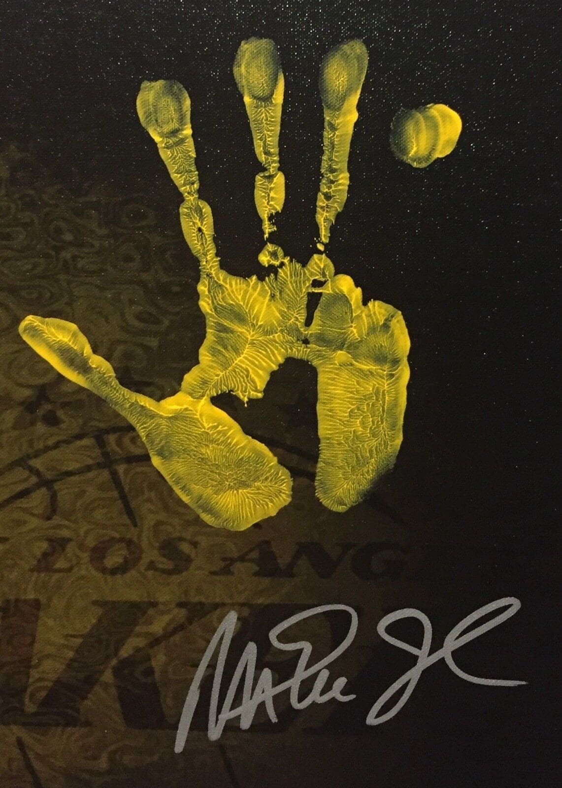Magic Johnson Handprint Unstretched 20×36 Canvas Layup Purple Signed JSA Z05788 Magic Johnson Canvas 20x36-handprint-unstretched-20-36-layup-purple, Los Angeles Lakers, view 2, supplier stock photo