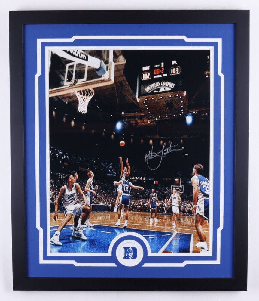 CHRISTIAN LAETTNER AUTOGRAPHED SIGNED 16X20 PHOTO JSA FRAMED (Blue) Christian Laettner Photo 16x20-christian-laettner-framed-blue, supplier stock photo