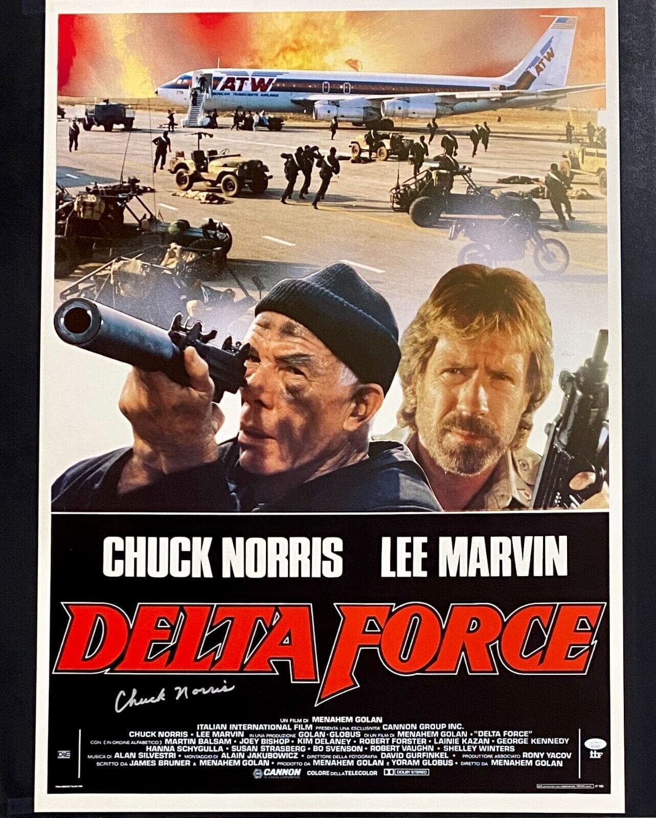 Chuck Norris Signed Autographed Delta Force Original Movie Poster JSA WA216442 Chuck Norris Other wa216442, supplier stock photo