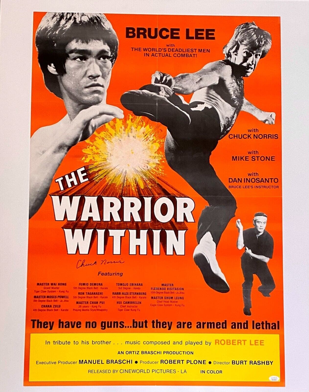 Chuck Norris Signed The Warrior Within Original Movie Poster JSA WA216452 Chuck Norris Other wa216452, supplier stock photo