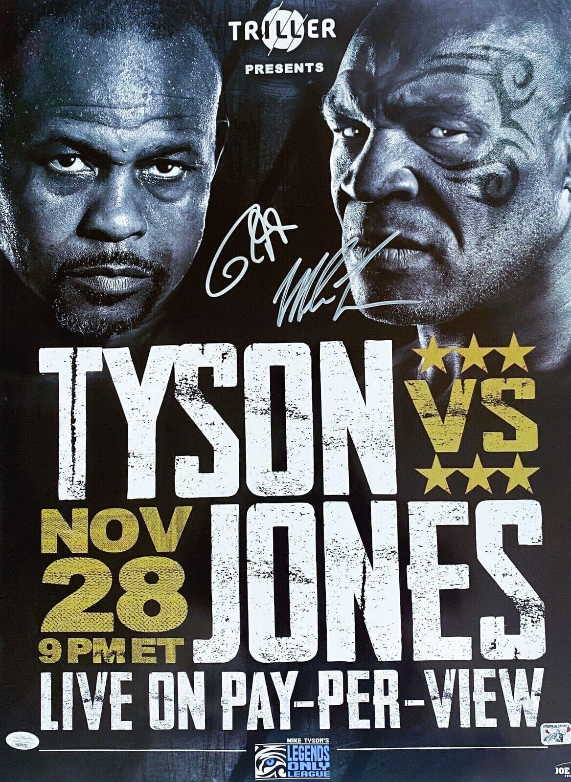 Mike Tyson & Roy Jones Jr. Fight Poster JSA & Tyson Exclusive Authentication Mike Tyson Other roy-jones-jr-fight-poster, supplier stock photo