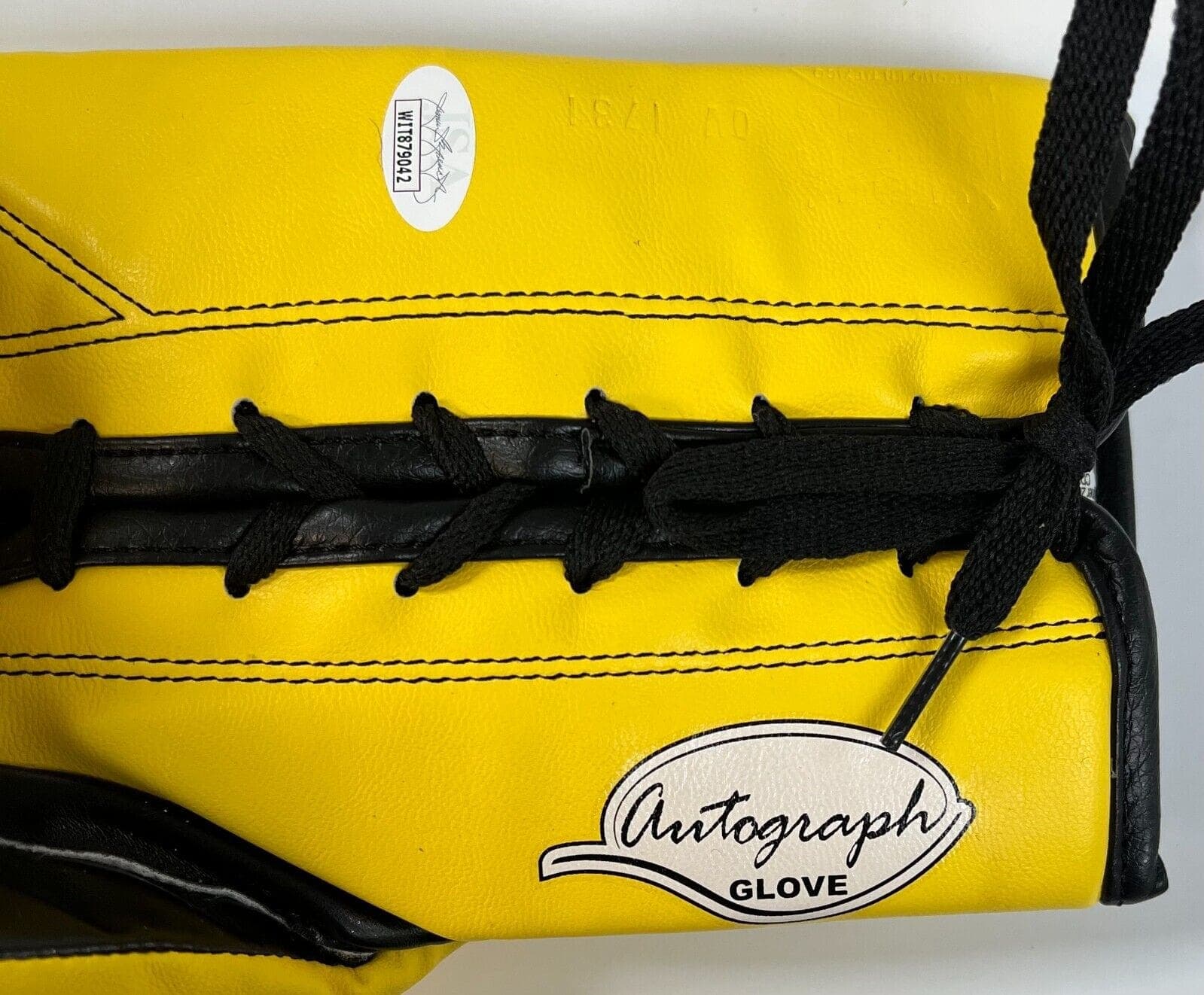 Floyd Mayweather Jr. Signed Autographed Yellow Reyes Boxing Glove JSA Right Floyd Mayweather Jr. Glove floyd-mayweather-jr-yellow-reyes-boxing, view 2, supplier stock photo