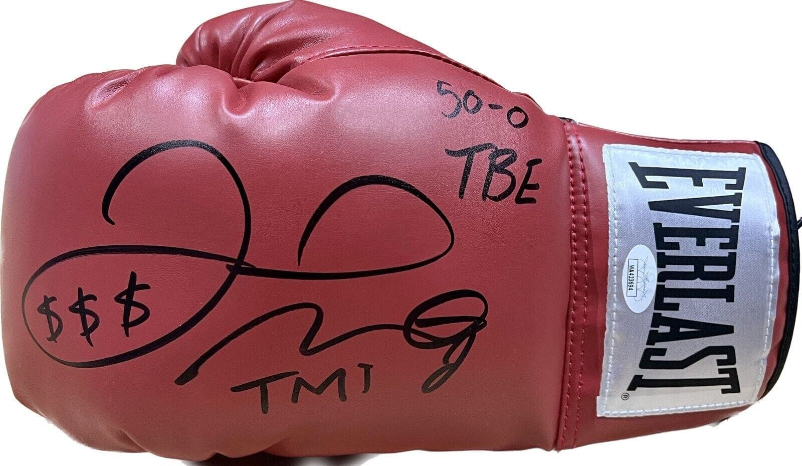Floyd Mayweather Jr. Signed Autographed Red Boxing Glove JSA Left WA423694 Floyd Mayweather Jr. Glove red-boxing-left-wa423694, supplier stock photo