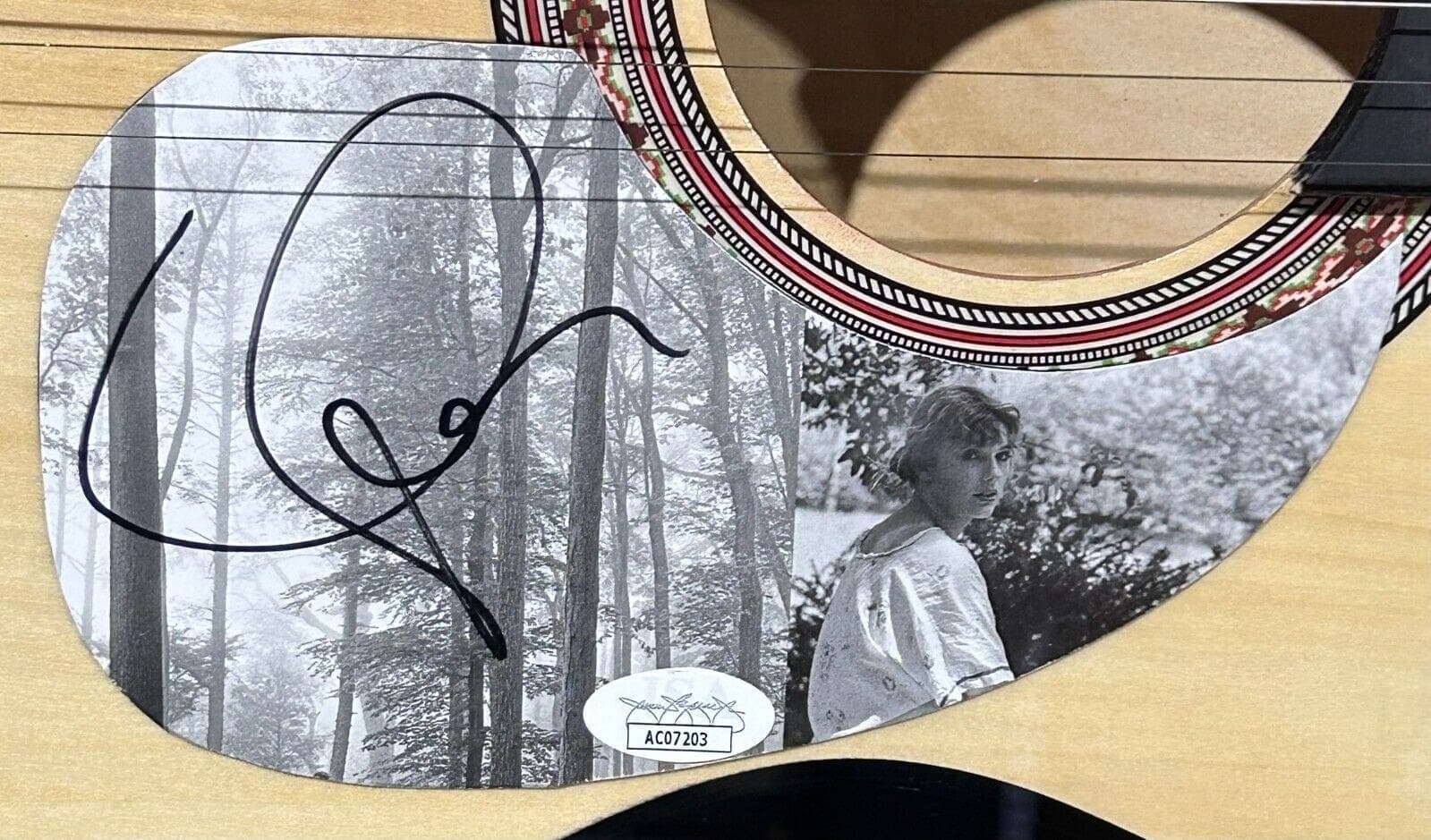 Taylor Swift Signed Natural Acoustic Guitar Framed Shadowbox JSA Authen Folklore Other taylor-swift-natural-acoustic-guitar-framed, view 2, supplier stock photo