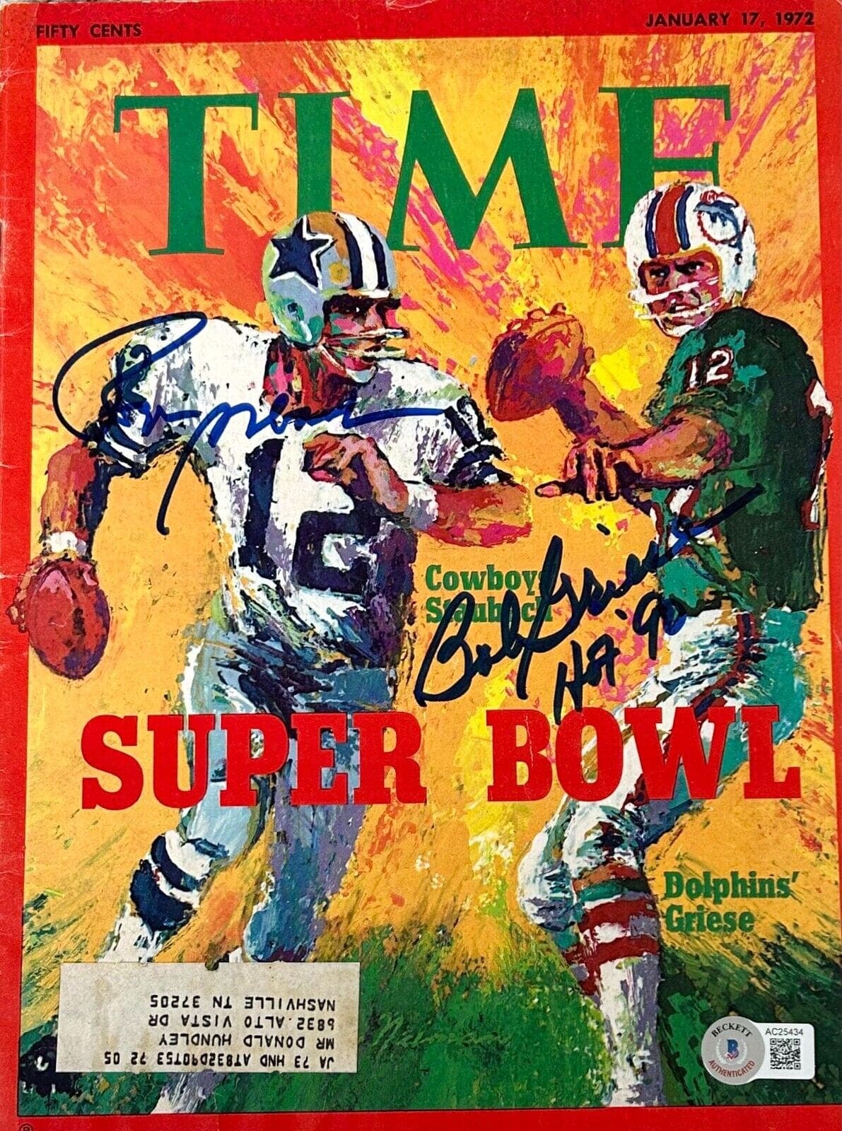 Roger Staubach & Bob Griese Signed Autographed Time Magazine Beckett Full Letter Roger Staubach Other roger-staubach-bob-griese-time-magazine, supplier stock photo