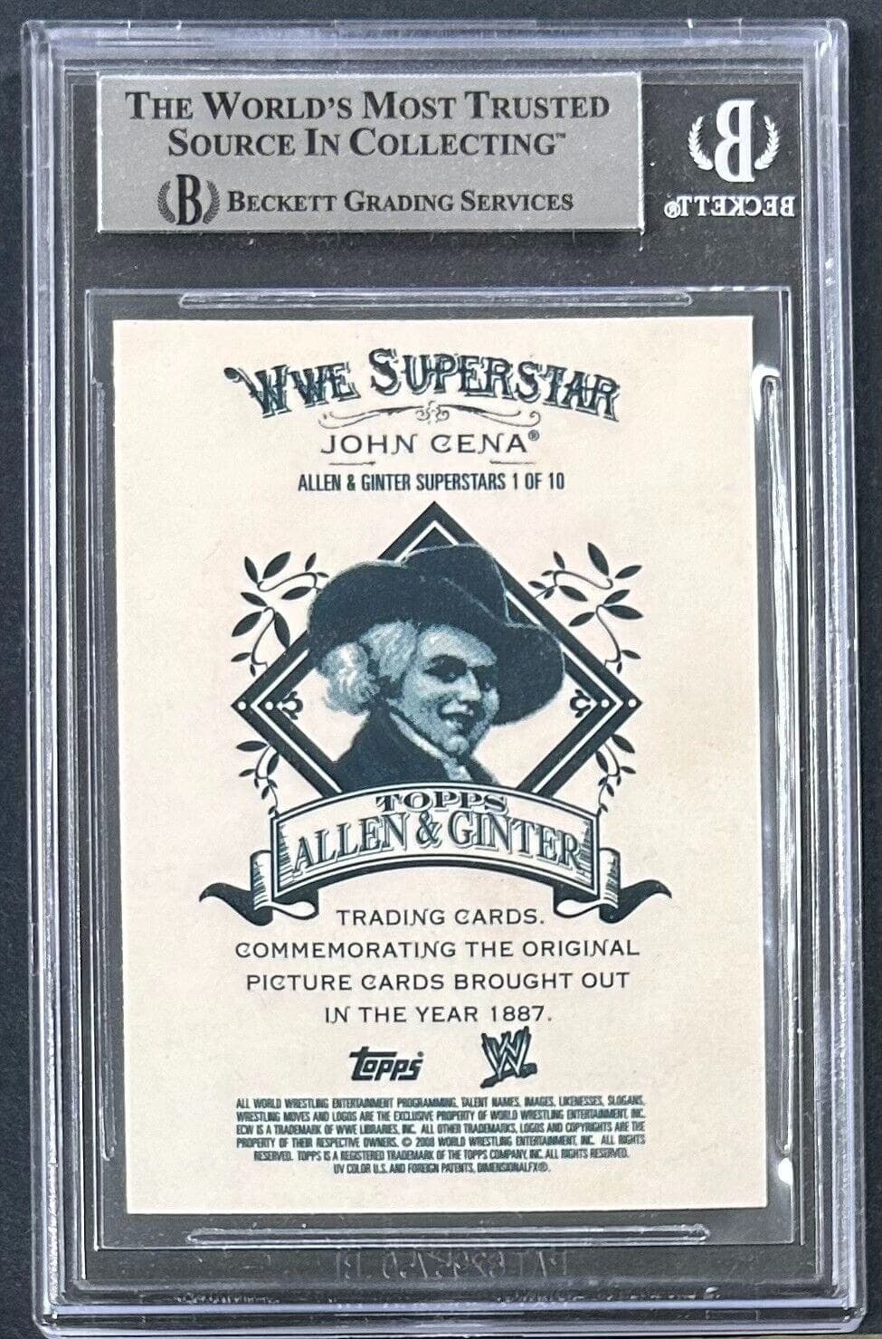 John Cena Signed 2008 Topps Heritage III Chrome Allen & Ginter Card #1 Beckett John Cena Card 2008-topps-heritage-iii-chrome-allen, view 2, supplier stock photo