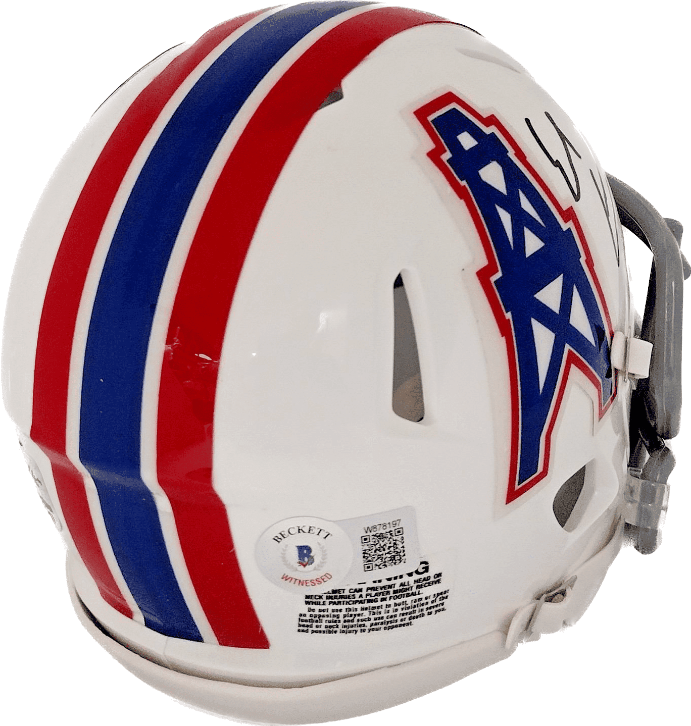 Earl Campbell Signed Houston Oilers Speed Mini Helmet Beckett Authenticated Gray Earl Campbell Helmet speed-mini-gray, Houston Oilers, view 3, supplier stock photo