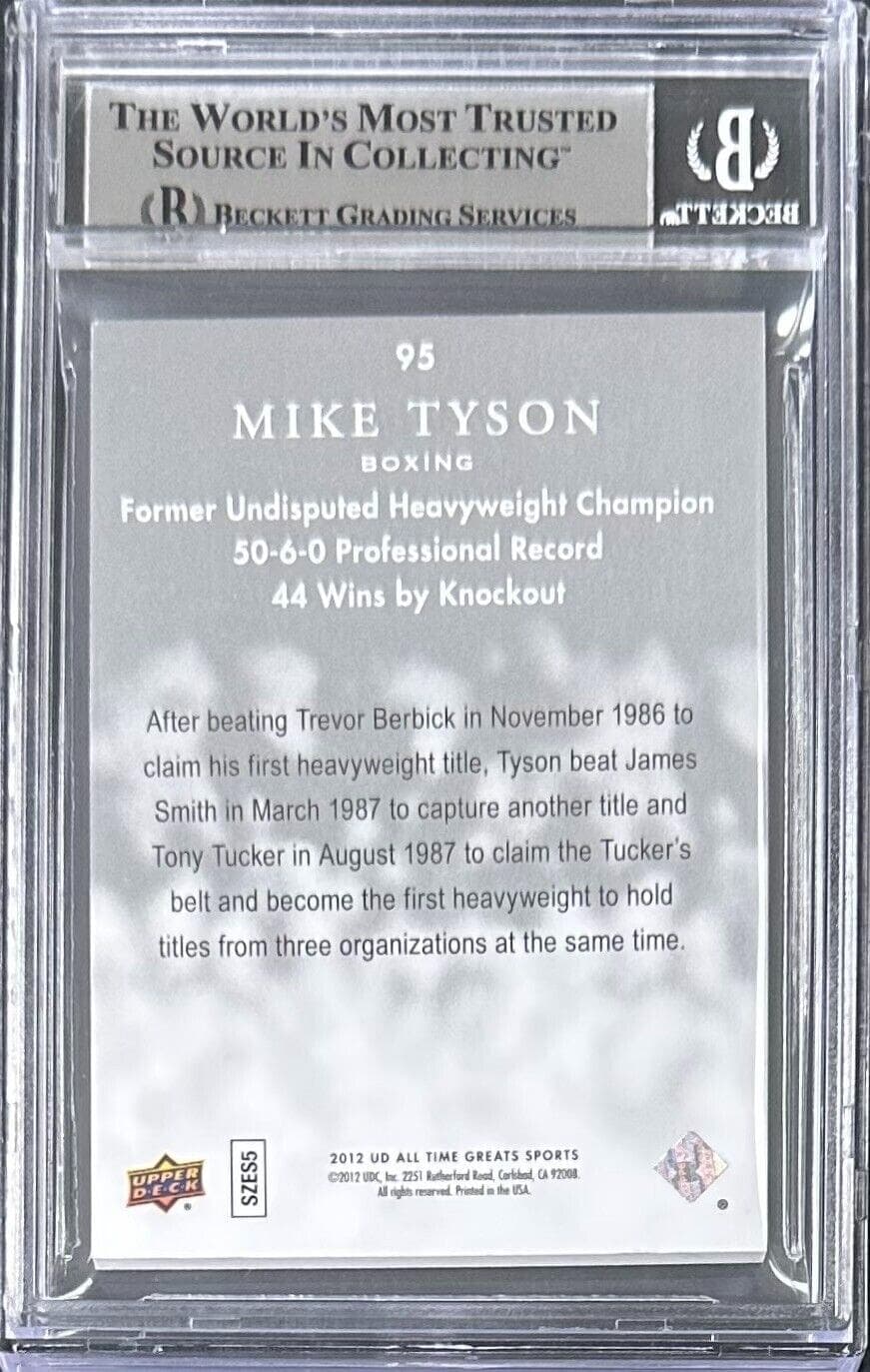 Mike Tyson Signed 2012 Upper Deck All Time Greats Silver Card #99 Beckett 25/35 Mike Tyson Card 2012-upper-deck-all-time-greats, view 2, supplier stock photo