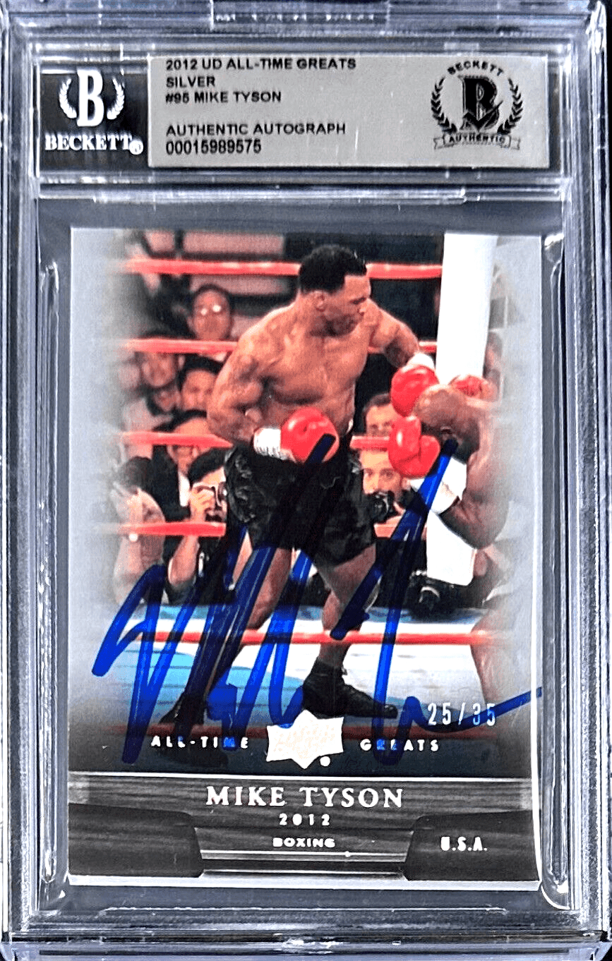 Mike Tyson Signed 2012 Upper Deck All Time Greats Silver Card #99 Beckett 25/35 Mike Tyson Card 2012-upper-deck-all-time-greats, supplier stock photo