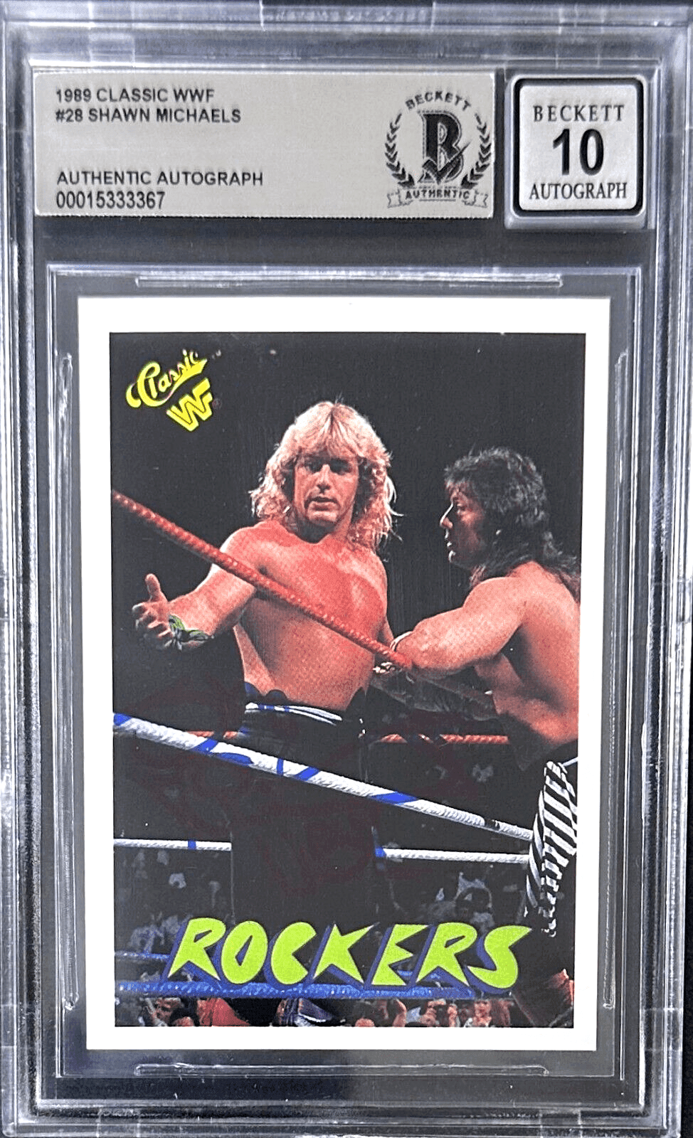 Shawn Michaels 1989 Classic WWF Rookie Card #28 Card Beckett 15333367 Auto 10 Shawn Michaels Card 1989-classic-wwf-rookie-28-15333367, supplier stock photo