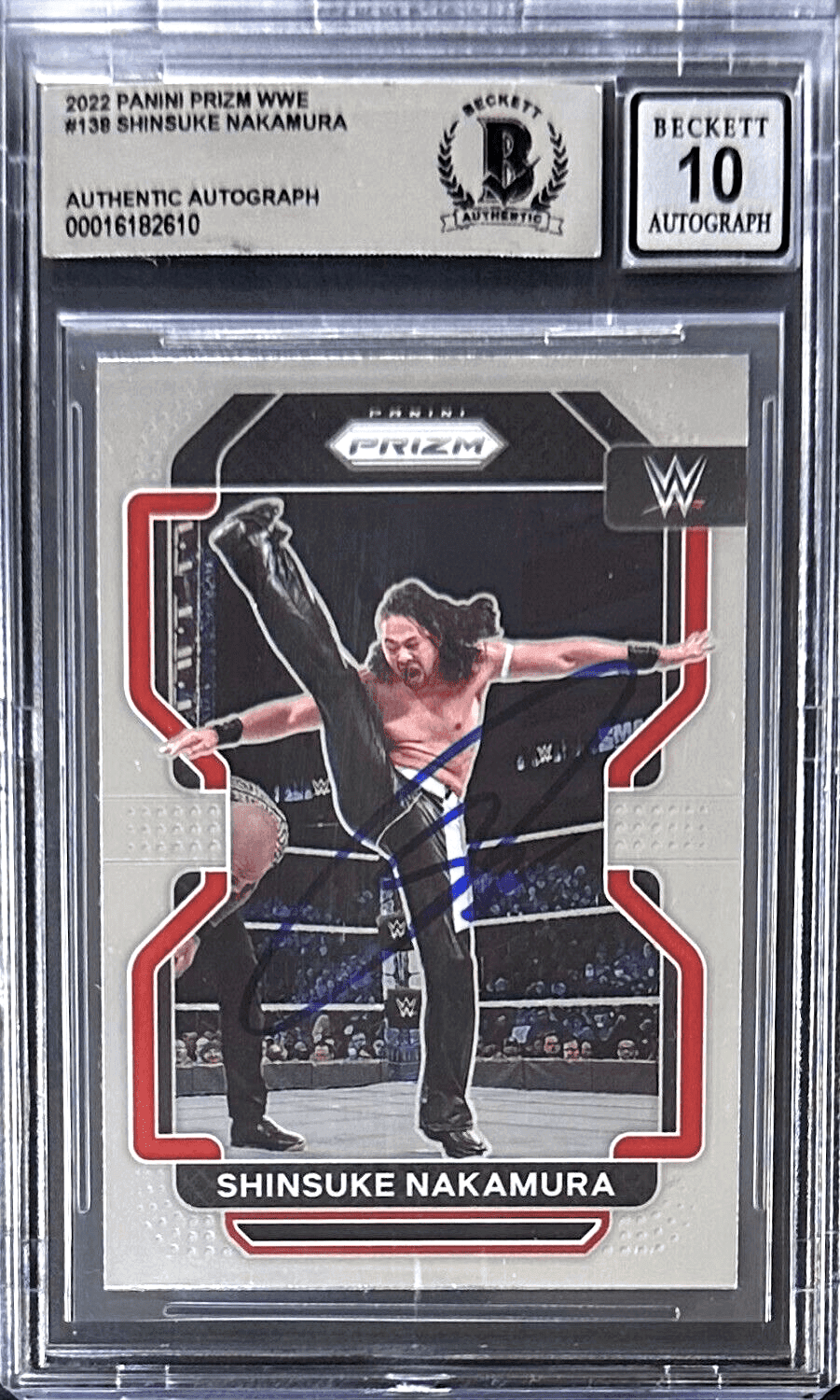Shinsuke Nakamura Signed 2022 Panini Prizm WWE Card #138 Beckett 16182610 Card shinsuke-nakamura-2022-panini-prizm-wwe, supplier stock photo