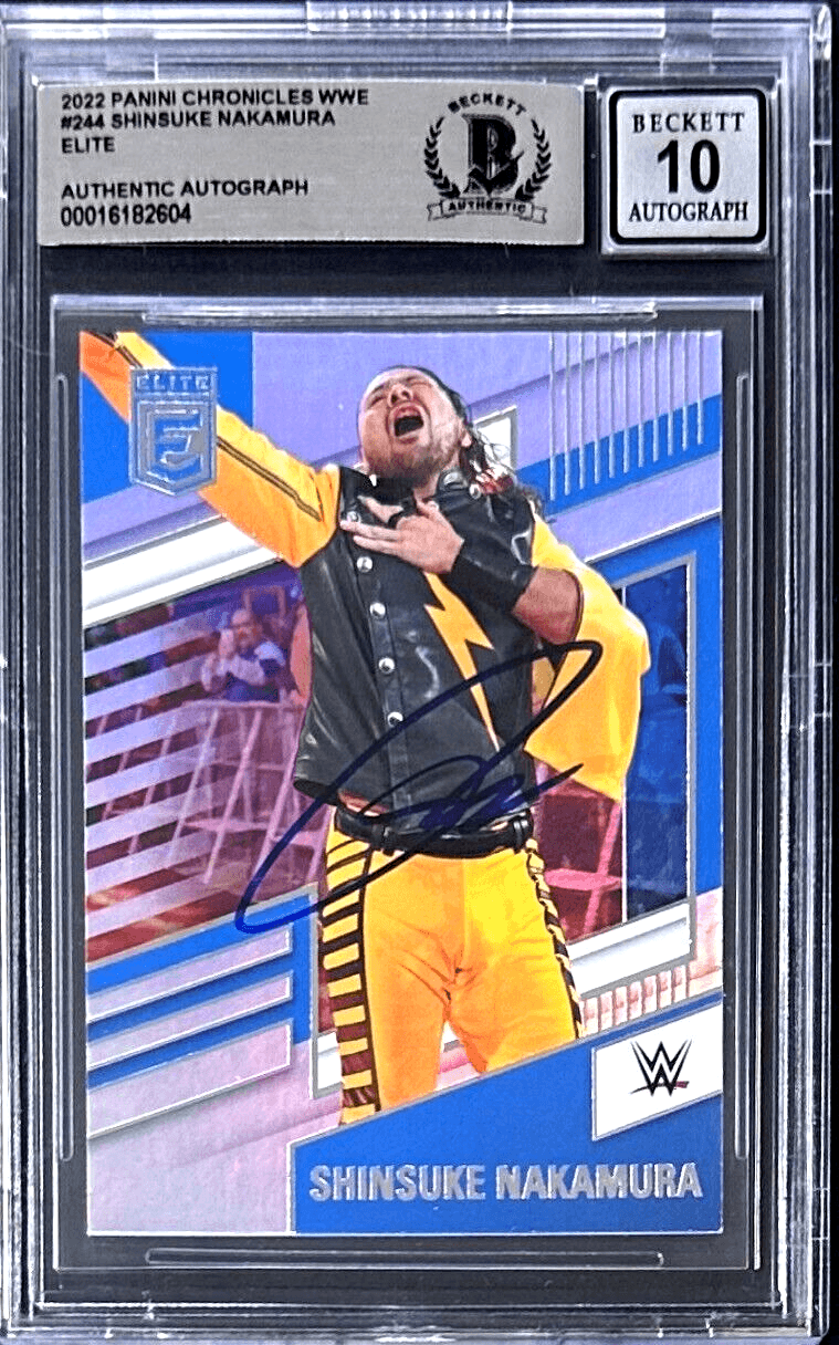 Shinsuke Nakamura Signed 2022 Panini Chronicles WWE Card #244 Beckett 16182604 Card shinsuke-nakamura-2022-panini-chronicles-wwe, supplier stock photo