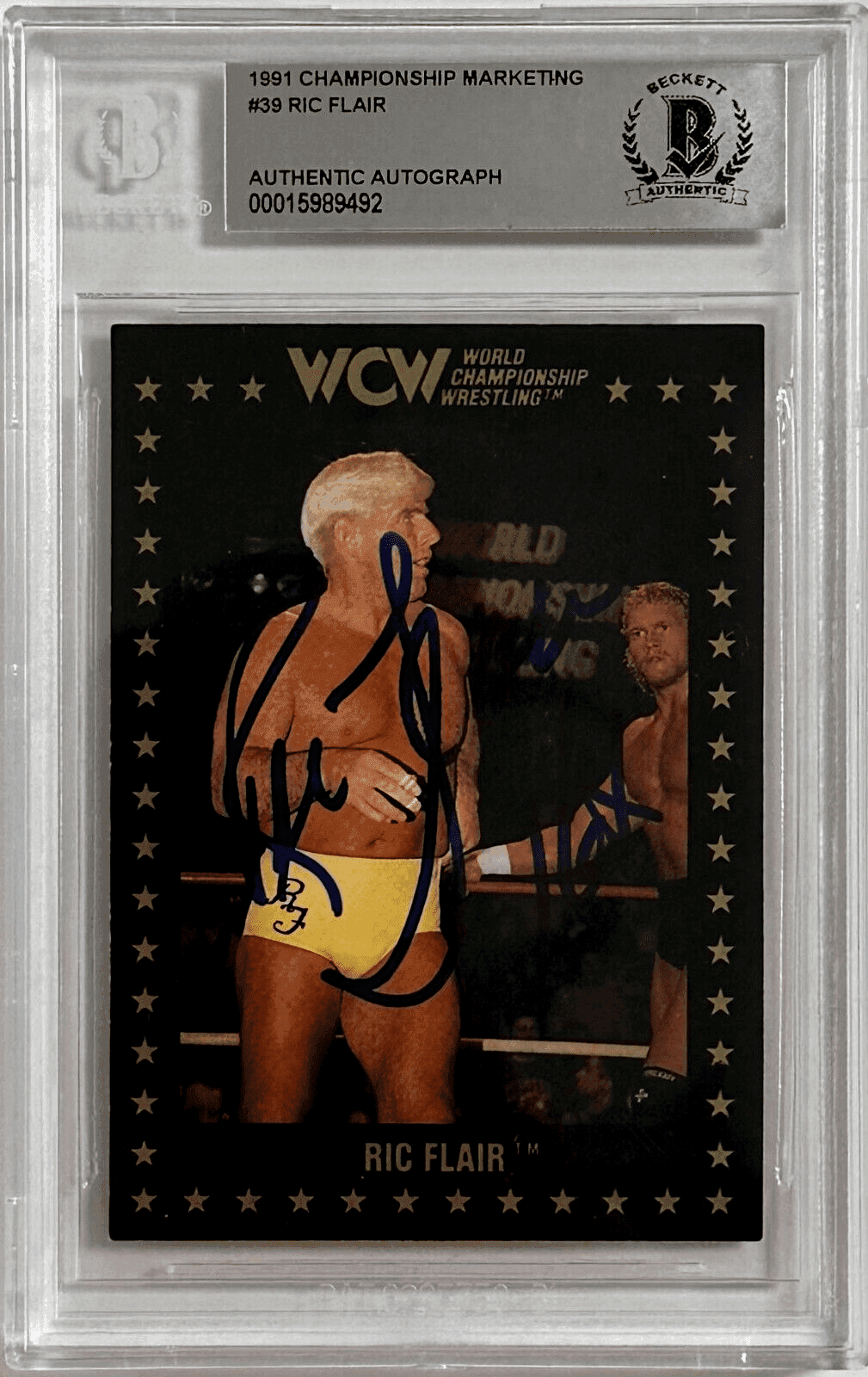 Ric Flair Signed 1991 Championship Marketing Beckett WCW #39 15989492 Ric Flair Card 1991-championship-marketing-wcw-39-15989492, supplier stock photo
