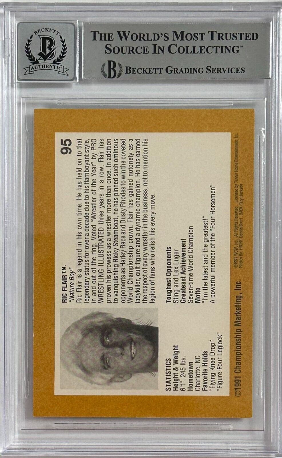 Ric Flair Signed 1991 Championship Marketing WCW #95 Beckett Auto 10 15989264 Ric Flair Other 15989264, view 2, supplier stock photo