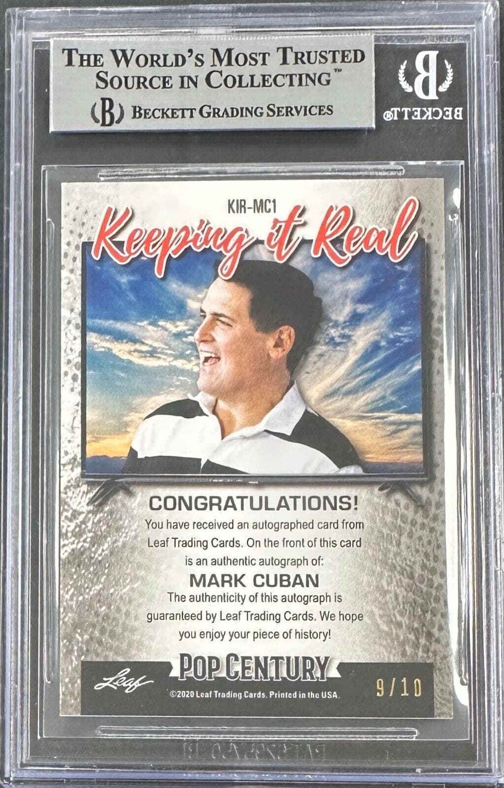 Mark Cuban 2020 LEAF Pop Century Metal Keep it Real CB Card #KIRMC1 BAS 14059501 Mark Cuban Card mark-cuban-2020-leaf-pop-century, view 2, supplier stock photo