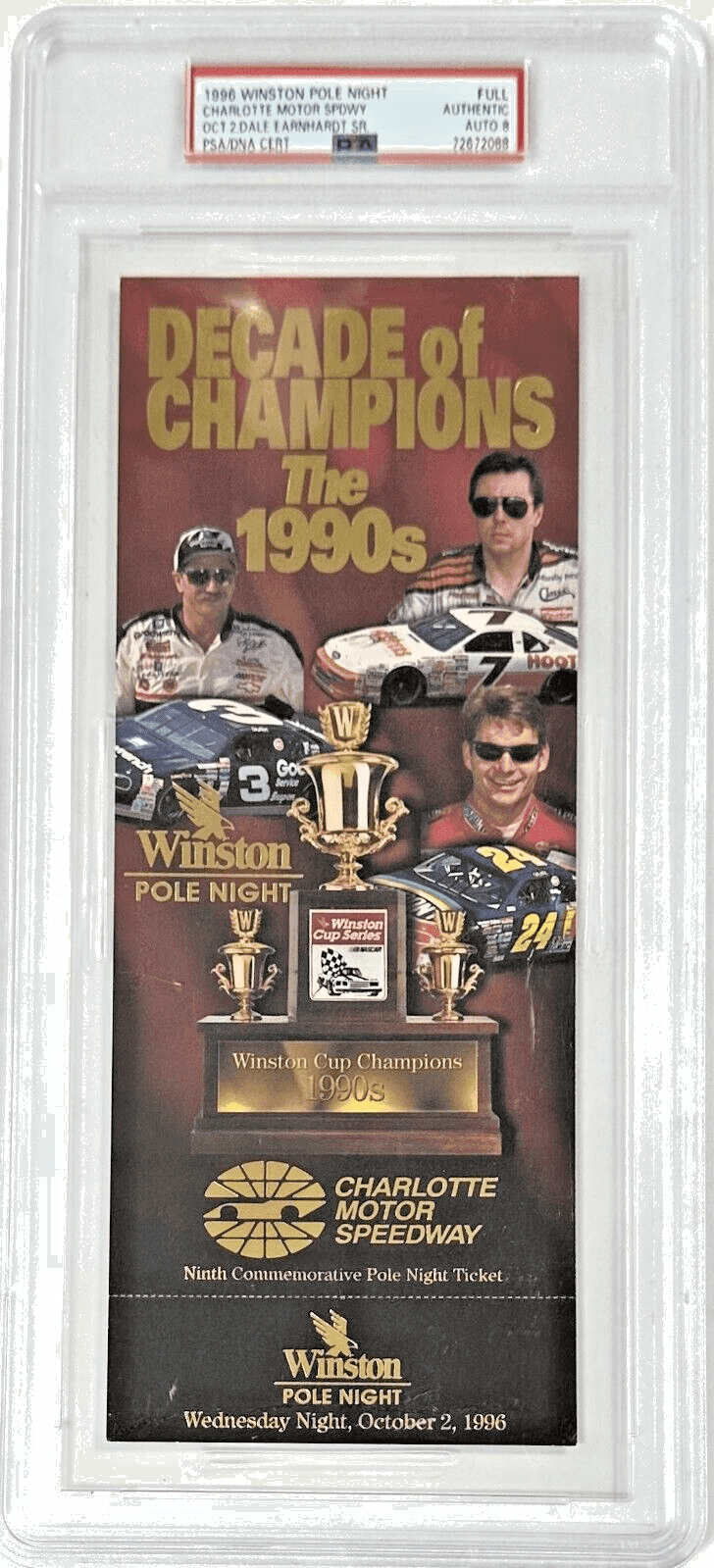 Dale Earnhardt Sr. 1996 Winston Pole Night Signed Ticket PSA/DNA 72672088 Dale Earnhardt Ticket Stub dale-earnhardt-sr-1996-winston-pole, supplier stock photo