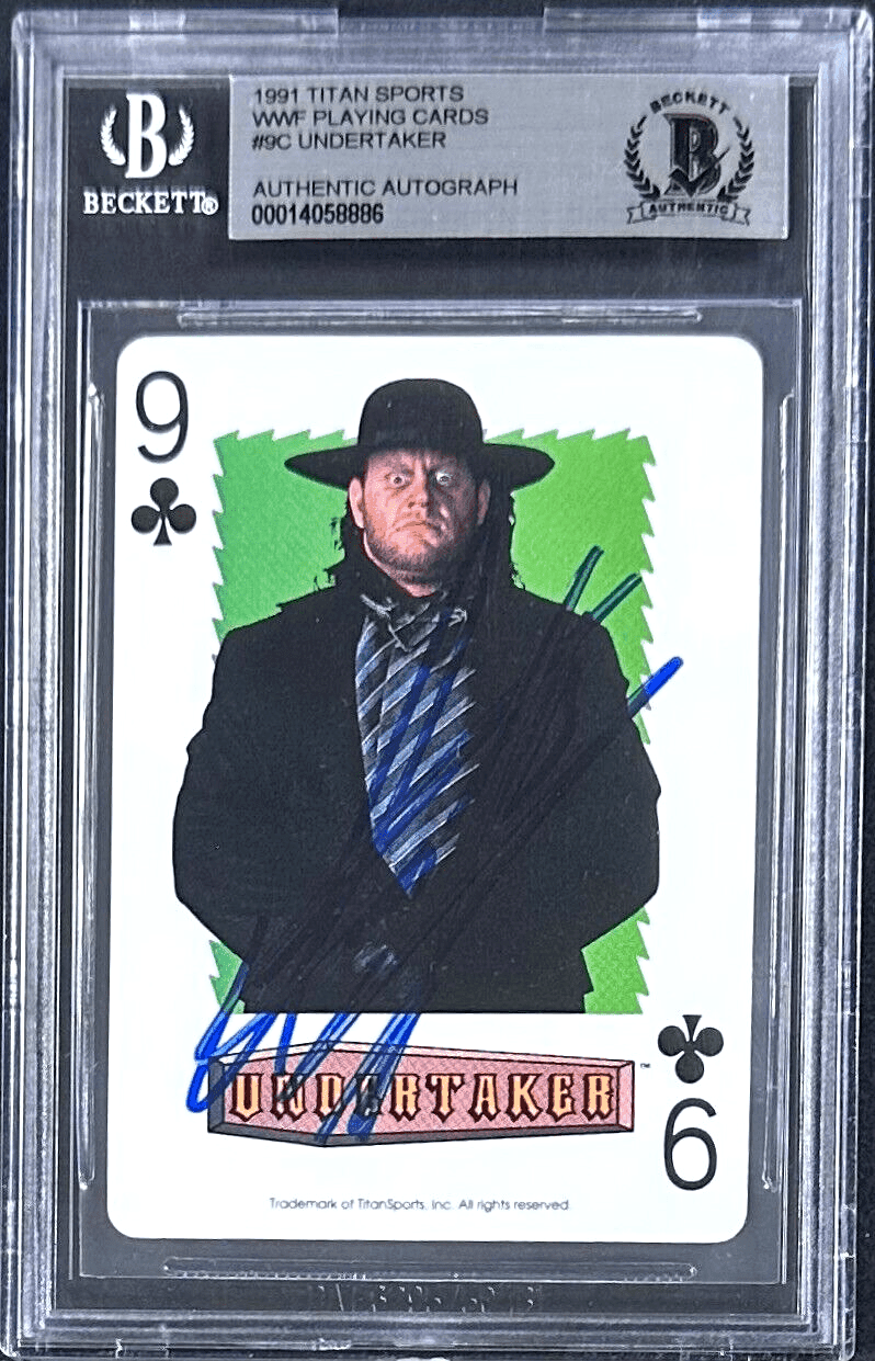 Undertaker Signed 1991 Titan Sports WWF Playing Card #9C Beckett Authen 14058886 Undertaker Card 14058886, supplier stock photo