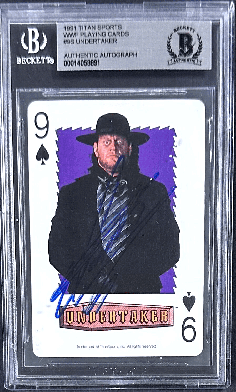 Undertaker Signed 1991 Titan Sports WWF Playing Card #9S Beckett Authen 14058891 Undertaker Card undertaker-1991-titan-wwf-playing-9s, supplier stock photo