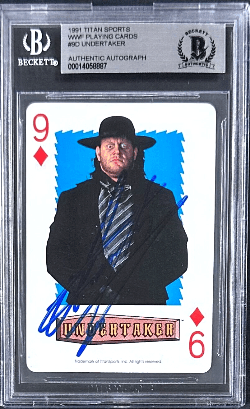 Undertaker Signed 1991 Titan Sports WWF Playing Card #9D Beckett Authen 14058887 Undertaker Card undertaker-1991-titan-wwf-playing-9d, supplier stock photo