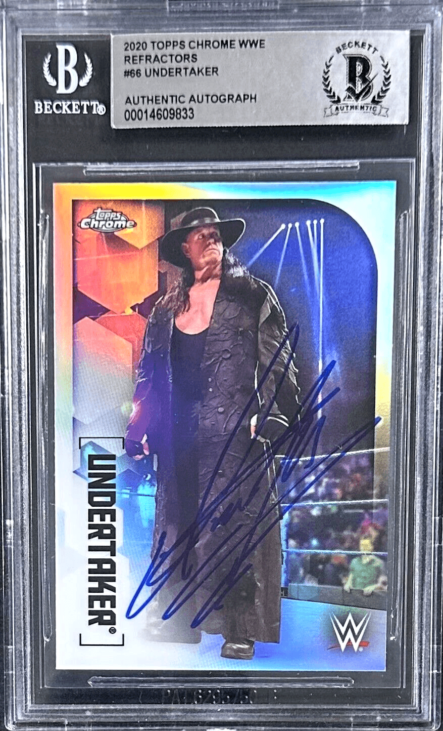 Undertaker Signed 2020 Topps Chrome WWE Card Refractor #66 Beckett Auth 14609833 Undertaker Card undertaker-2020-topps-chrome-wwe-refractor, supplier stock photo