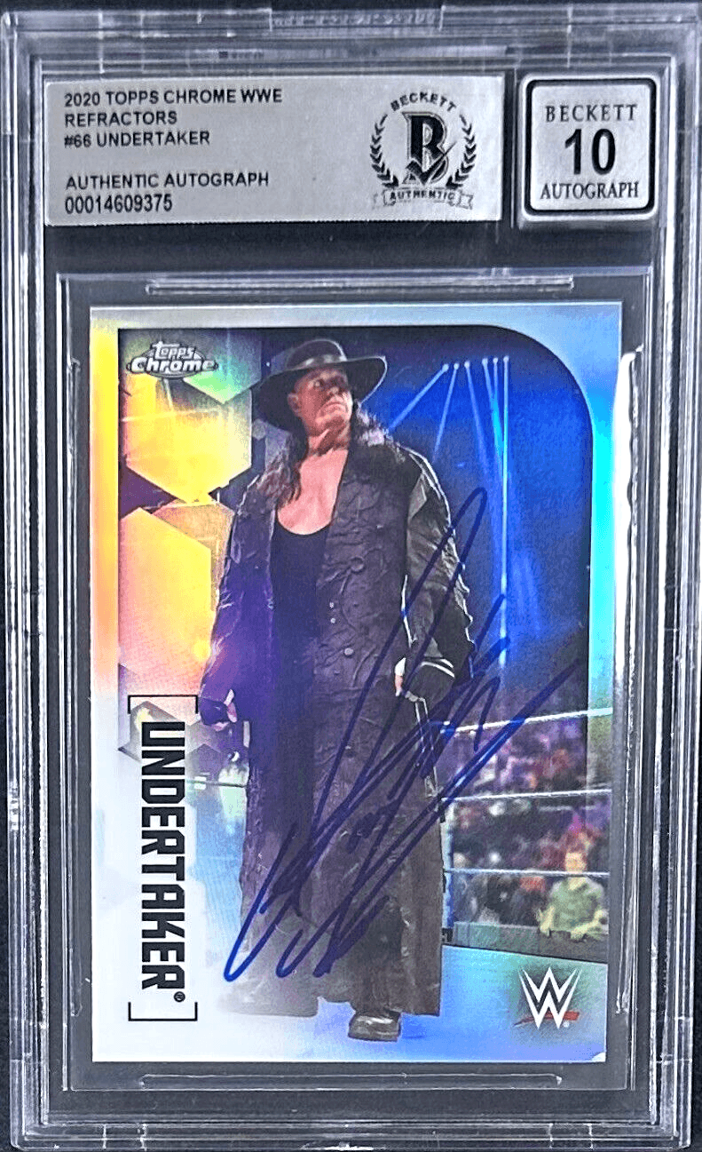 Undertaker Signed 2020 Topps Chrome WWE Card Refractor #66 Beckett Auth 14609375 Undertaker Card undertaker-2020-topps-chrome-wwe-refractor, supplier stock photo
