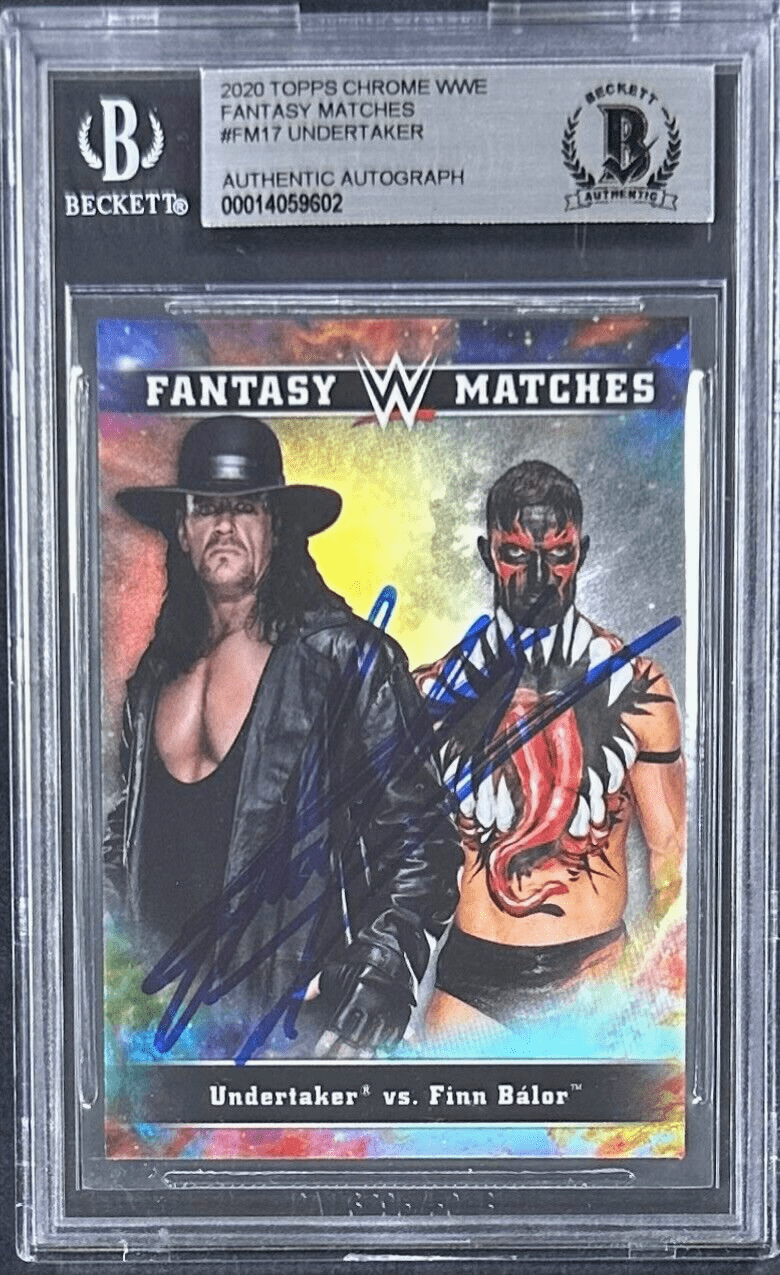 Undertaker Signed 2020 Topps Chrome WWE Card #FM17 BAS Beckett Auth 14059602 Undertaker Card undertaker-2020-topps-chrome-wwe-fm17, supplier stock photo