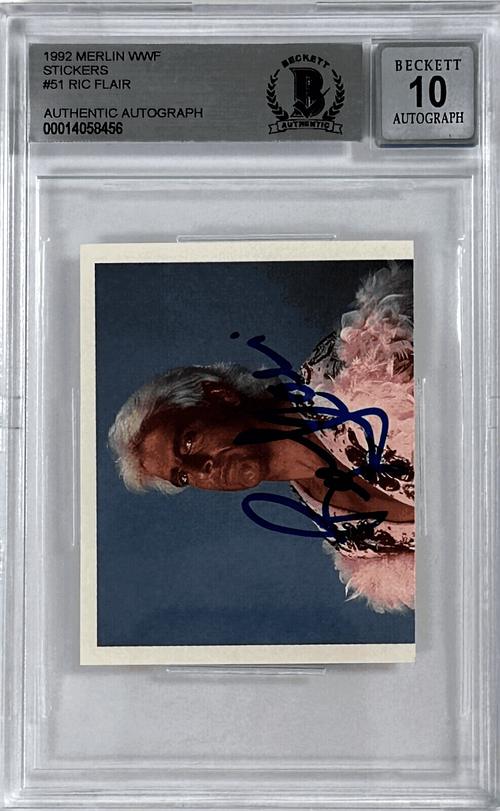 Ric Flair Signed 1992 Merlin WWF Sticker Card #51 Beckett Auto 10 14058456 Ric Flair Card 14058456, supplier stock photo